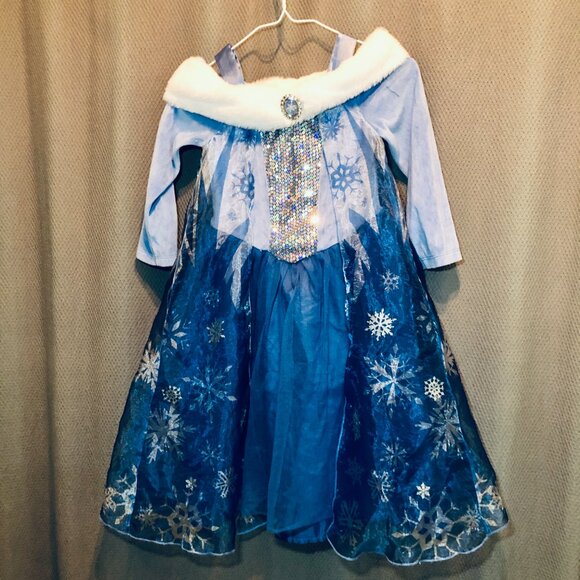 ❄️ [KIDS 6-8Y]  H&M x DISNEY Frozen Elsa Princess Snowflake Costume Fur Dress ❄️ - Picture 3 of 9